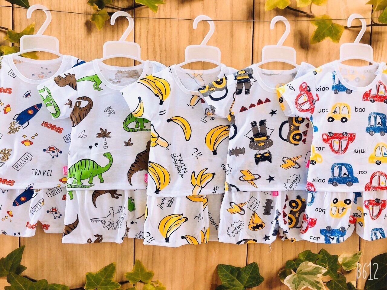 Set 5 Bộ Đồ Tay Ngắn Cotton Giấy Cho Bé Trai/Gái Từ 5-15kg