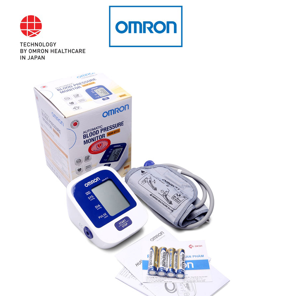 Máy đo huyết áp bắp tay Omron Hem 8712 + Tặng Kèm Bộ Đổi Nguồn Adapter Omron | Thương Hiệu Nhật Bản - Công Nghệ Intellisense Tự Động