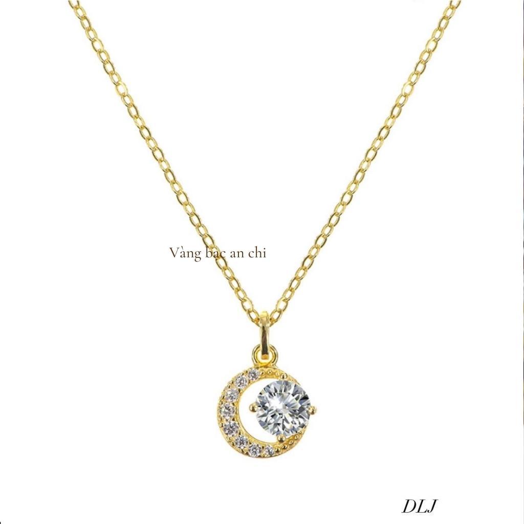 Vòng cổ, dây chuyền bạc nữ hình mặt trăng, bạc thật đính đá trẻ trung thanh lịch, trang sức Anchi jewelry