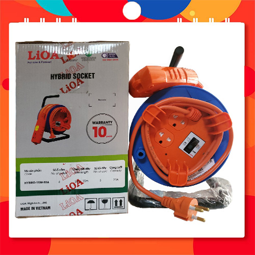 Ổ cắm kéo dài quay tay kiểu rulo LiOA  kiểu mới - Ổ điện kéo dài xách tay LIOA 20A, 15 mét, HYBRID-15M-20A