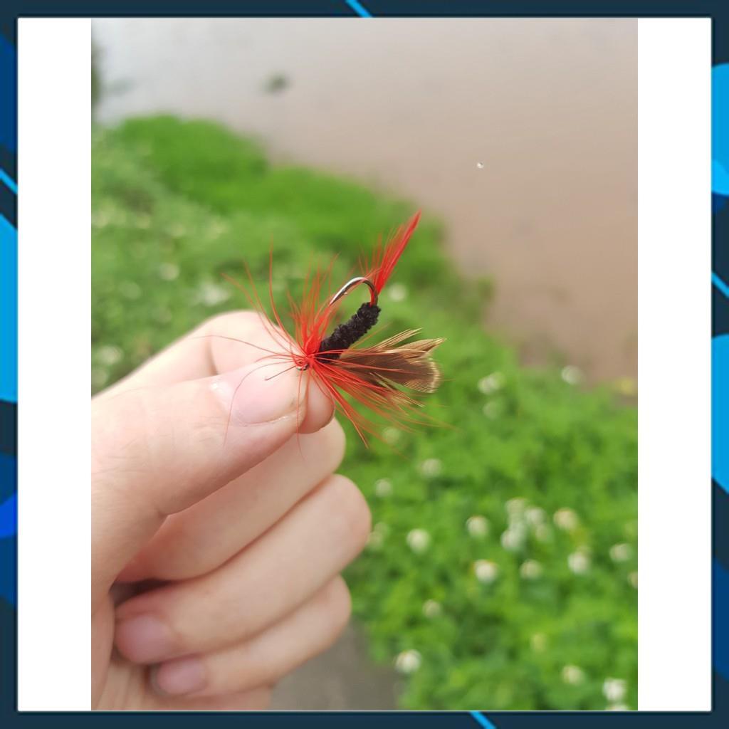 Combo 12 con mồi gắn lông vũ cánh bướm câu rô phi,câu mương,lóc,ngão,.... _ Lure_ 48