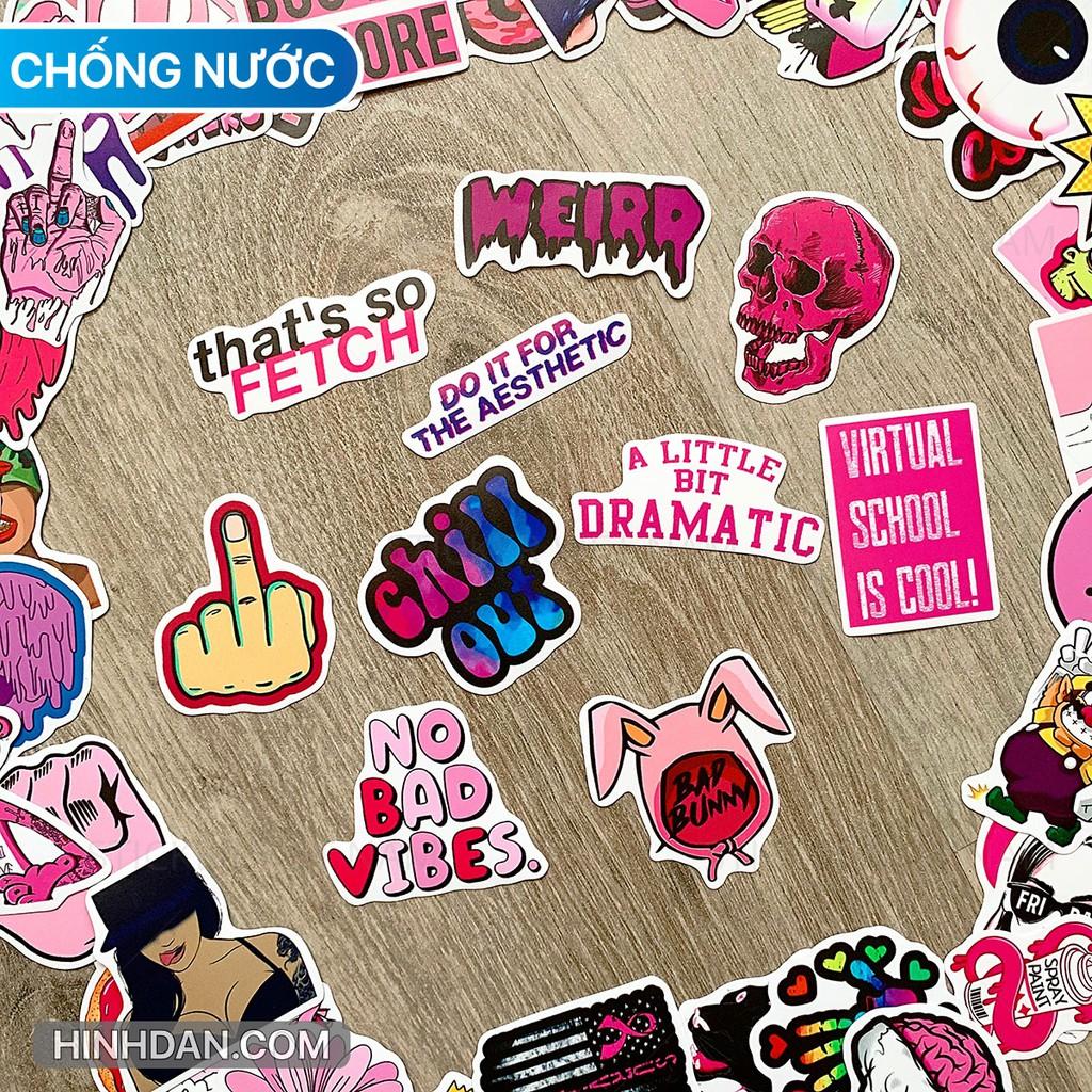 Sticker Hồng Ngầu - Swag Pink - Dán Trang Trí - Chất Liệu PVC Cán Màng Chất Lượng Cao Chống Nước, Chống Nắng, Không Bong Tróc Phai Màu