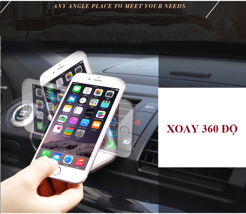 Giá đỡ điện thoại hút nam châm SIÊU BỀN XOAY 360 độ gắn máy lạnh oto, xe hơi loại chân cắm ( giao màu ngẫu nhiên)