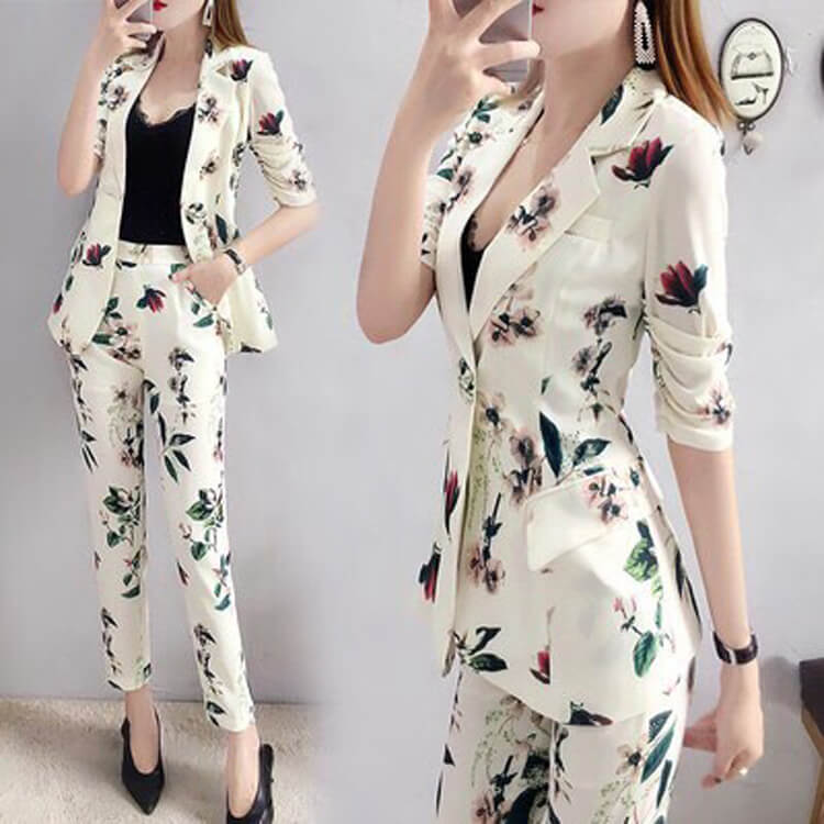 BỘ VEST DÀI HỌA TIẾT HOA LÁ CAO CẤP - NTL224