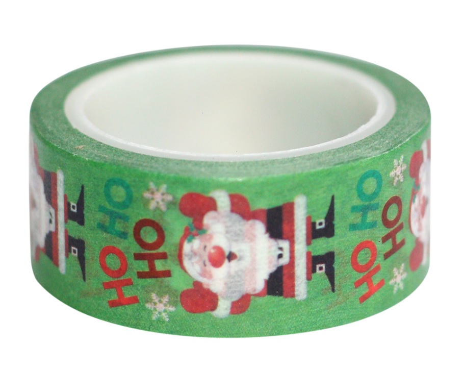 Combo 3 Cuộn Băng Keo Giấy Trang Trí Washi Tape Chủ Đề Giáng Sinh - Xanh Lá