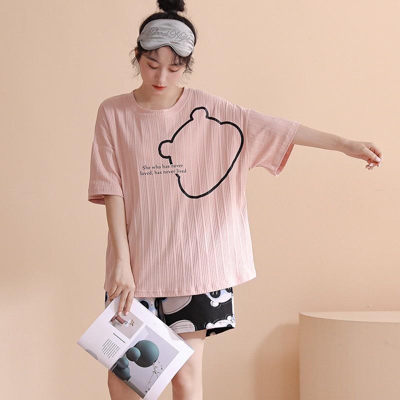 Đồ Bộ Pyjama Nữ Quần Đùi Áo Ngắn Tay Cotton Đơn Giản Tự Nhiên Dành Cho Nữ - Bộ Ngủ Cộc Mặc Nhà