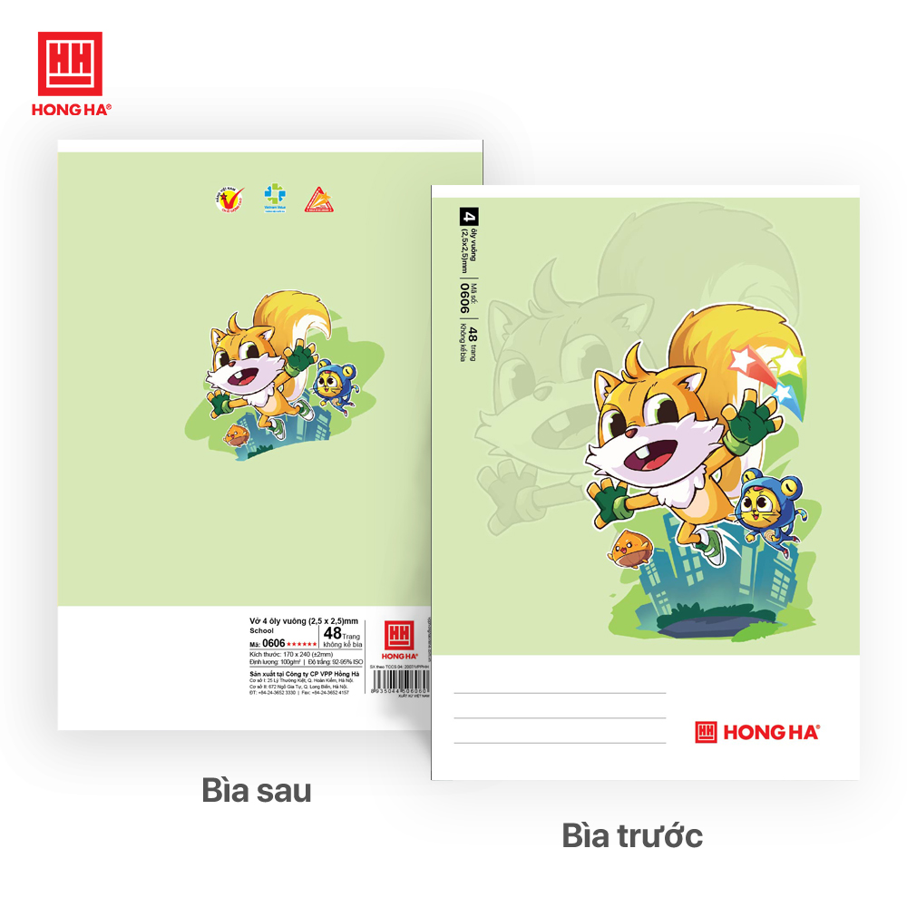 Lốc vở 4 ô ly 48 trang Hồng Hà School Siêu Sóc - 0606