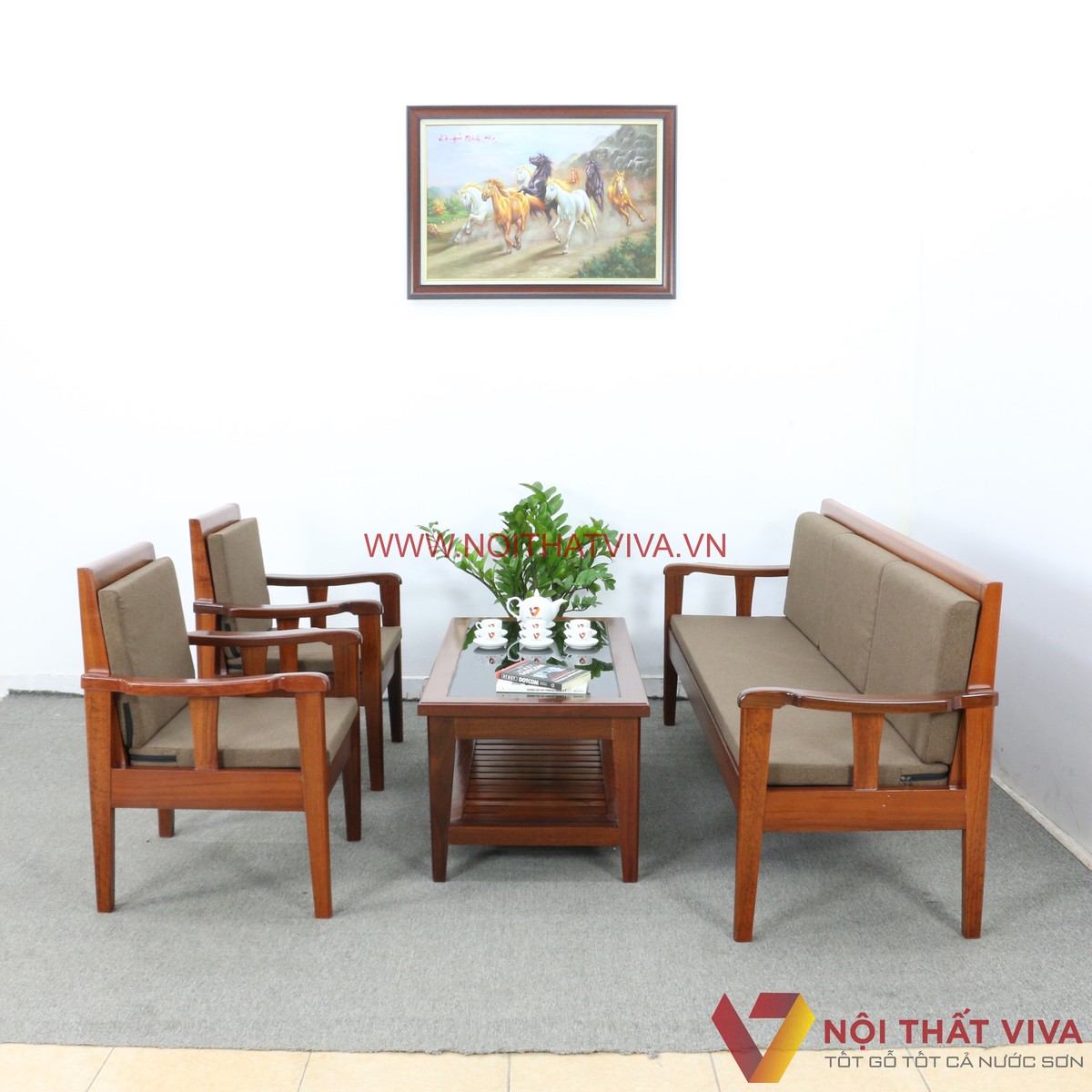 Bộ Bàn Ghế Sofa Gỗ Căm Xe Kiểu Truyền Thống Có Nệm Đẹp Giá Tốt