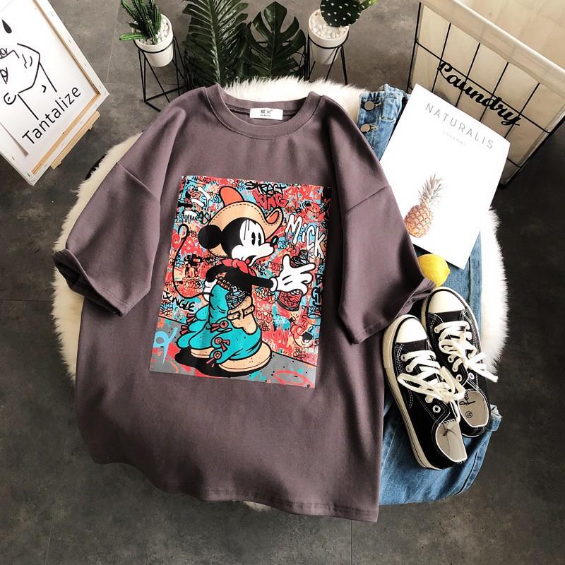 Áo Phông Nữ Uzzang Mùa Hè Hình Mickey 2021