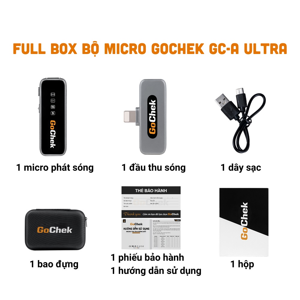 Micro thu âm không dây Sothing Gochek GC-A/B ULTRA khử tiếng ồn khi live, quay video, ghi âm cho điện thoại, máy tính- Hàng Chính Hãng