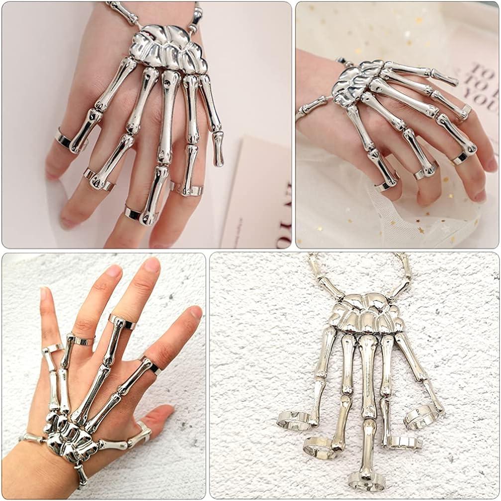 Bộ xương chung Vòng tay Hợp kim Ghost Bangle phóng đại trang phục cosplay ngón tay gothic cho nam giới