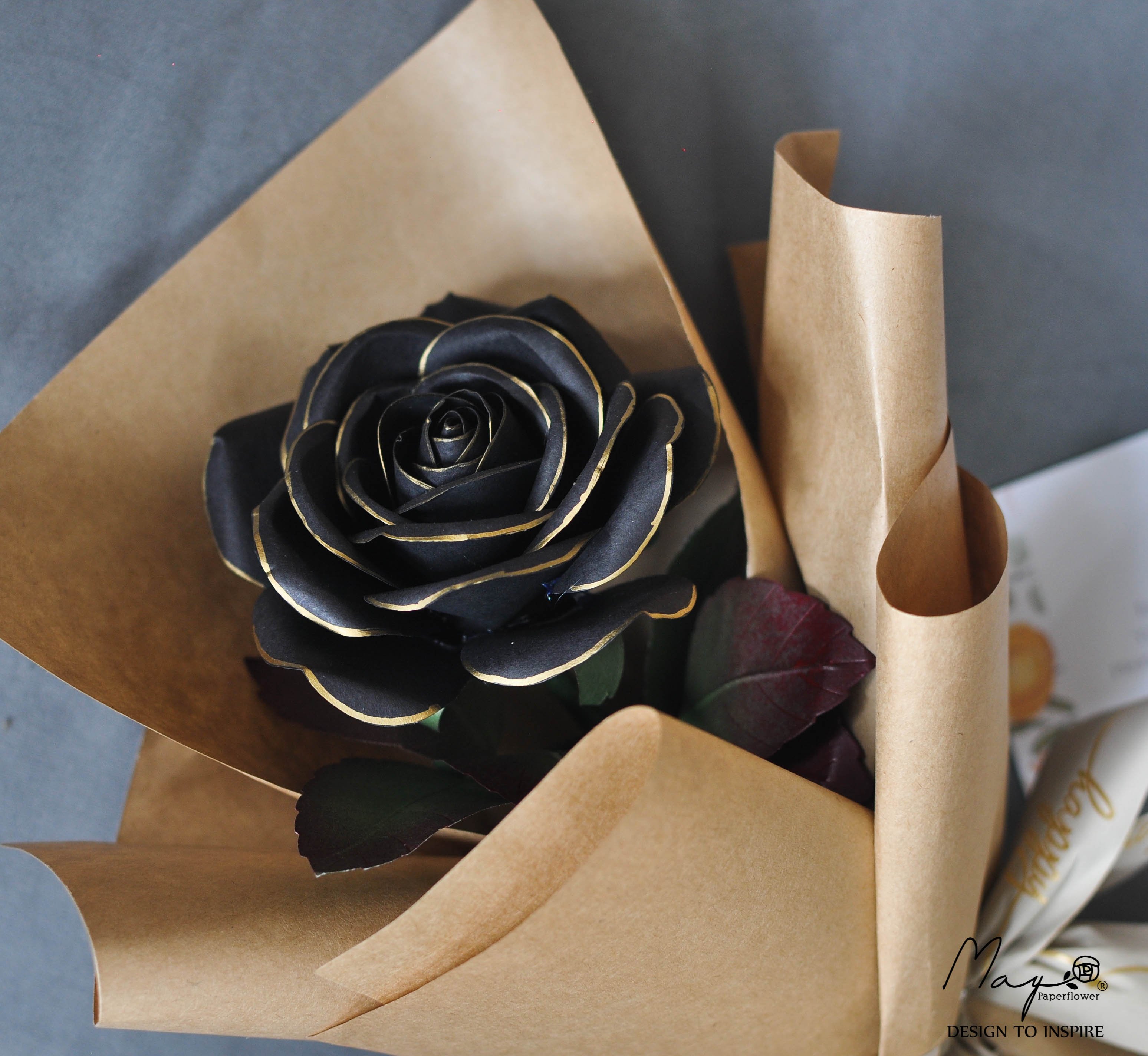 Hoa giấy handmade cao cấp - Black Rose Maypaperflower - hoa giấy nghệ thuật