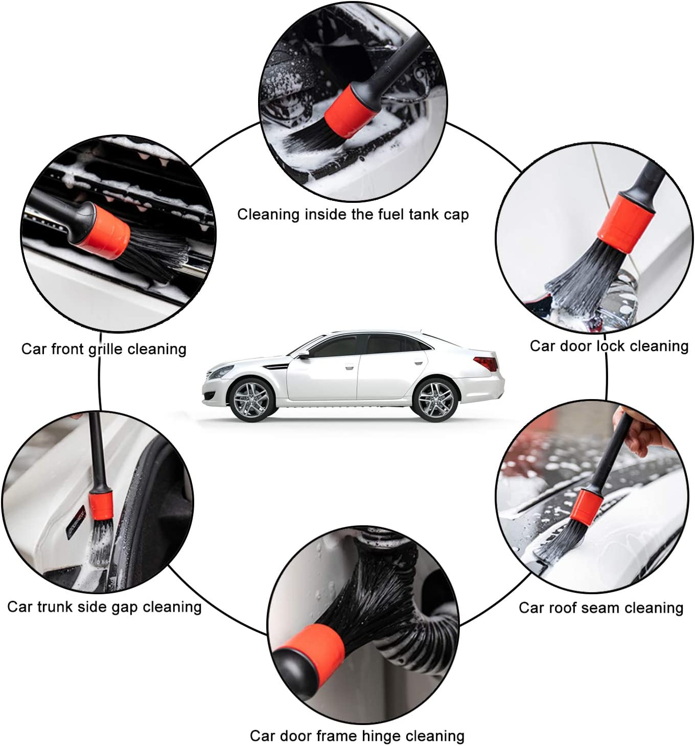 Bộ 5 chổi cọ vệ sinh ô tô xe máy đa năng Kiotool cọ rửa khoang máy nội thất mâm nốp