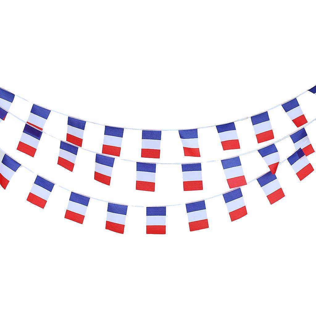 4X 10m French 30Pcs Flag String Bunting Banner Garland Outdoor Garden Decor