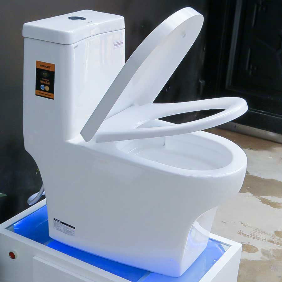 Bồn cầu 1 khối cao cấp tiêu chuẩn xuất Châu Âu, men Nano tuyết bóng sáng, nắp đóng siêu êm, 2 chế độ xả Eurolife EL-LUX 033