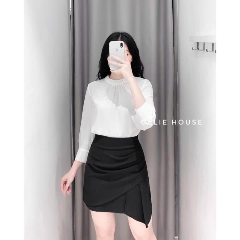 Chân váy xếp ly 2 lớp dành cho nữ chất tuyết mưa from đẹp 2 màu đen nâu thời trang Banamo Fashion chân váy chaaneell 531