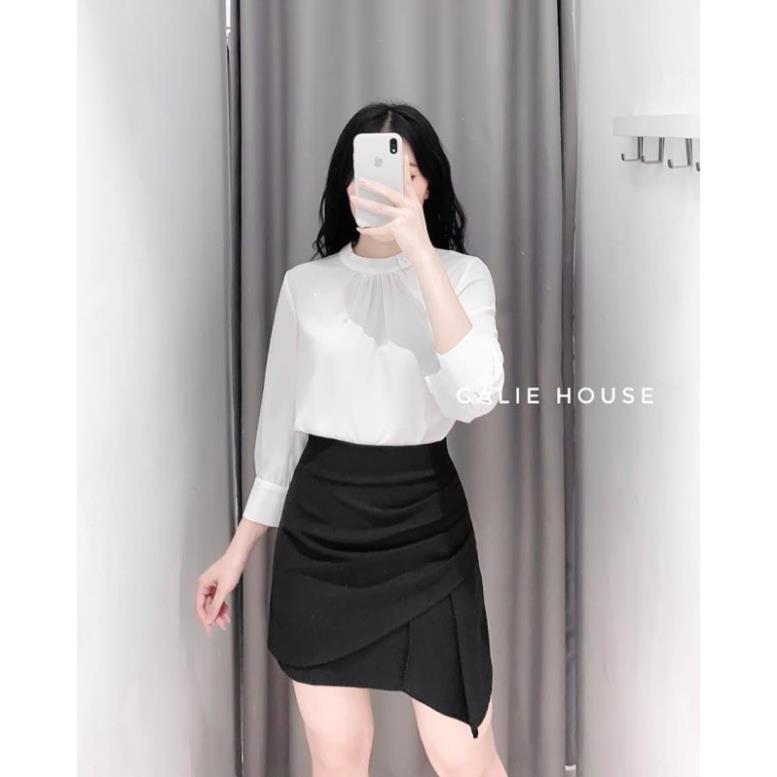 Chân váy xếp ly 2 lớp dành cho nữ chất tuyết mưa from đẹp 2 màu đen nâu thời trang chân váy chaaneell 531