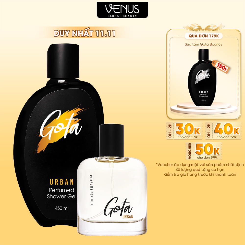 Bộ đôi Nước hoa Và Sữa tắm Nam Gota Urban Chính Hãng: Nước Hoa Nam 50ml+ Sữa
Tắm Nam 420ml