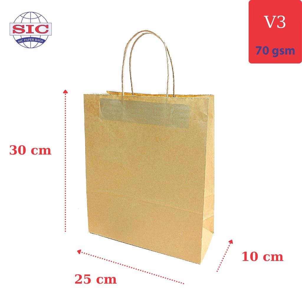 10 CHIẾC TÚI GIẤY KRAFT V3: 25x10x30 CÓ QUAI ( ẢNH THẬT)