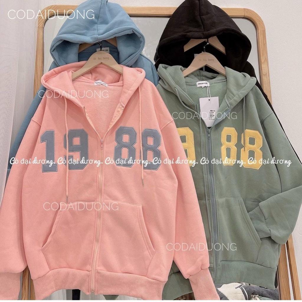 Hình ảnh Áo Khoác Hoodie Kiểu Zip Kéo 1988 Phối Nón Rộng Che Nắng Giữ Nhiệt Đa Năng Thiết Kế Đơn Giản Tinh Tế Siêu Đẹp