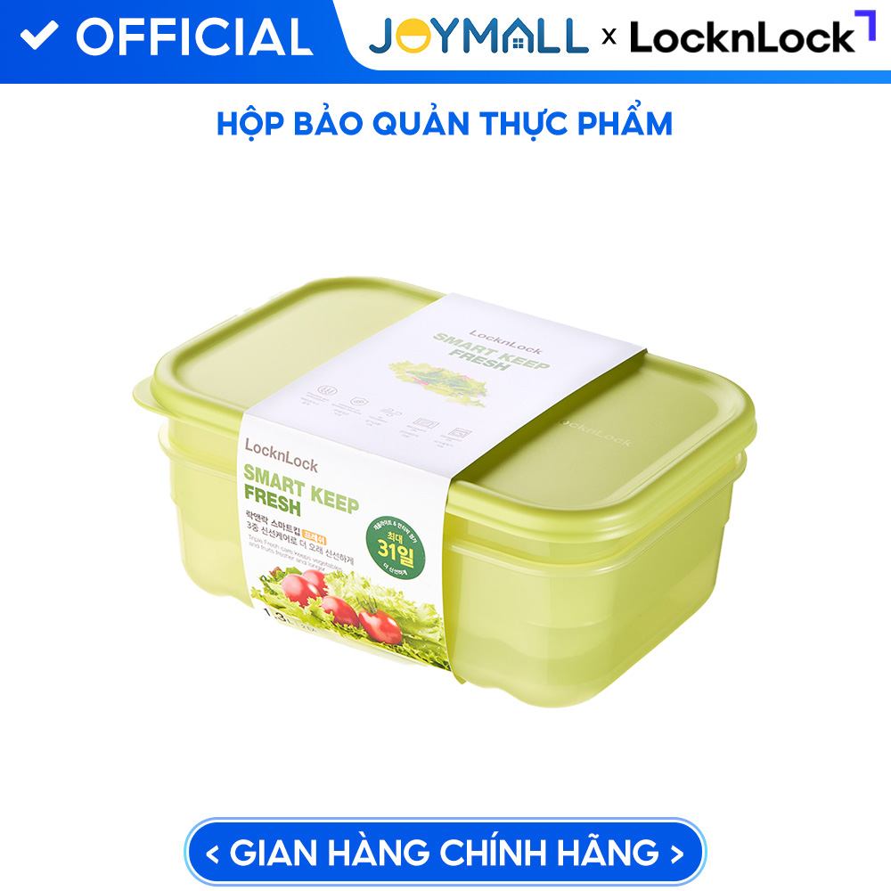 Bộ 2 hộp nhựa bảo quản thực phẩm LocknLock Smart Keep Fresh Food Container 1.3L HLE5350NS2, Hàng chính hãng, giữ tươi mát đến 31 ngày - JoyMall
