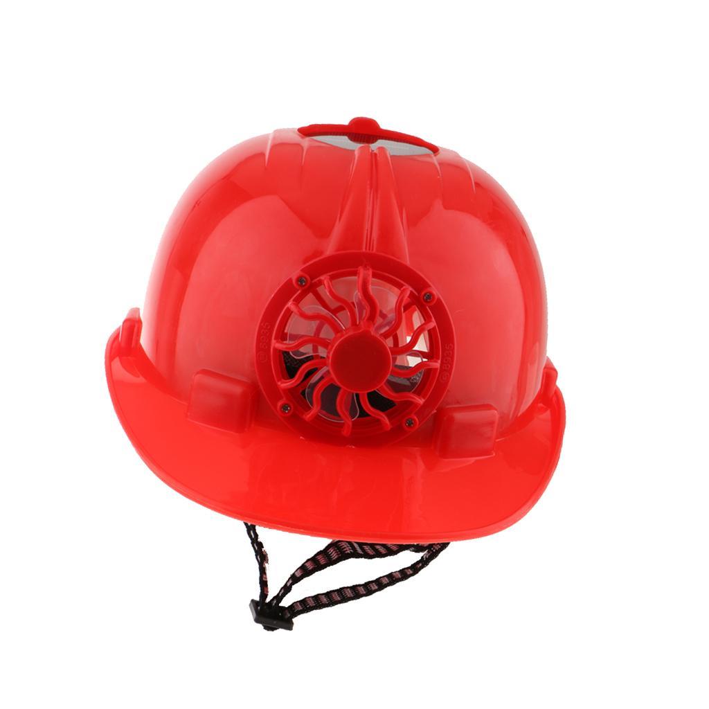 Pack of 2Pcs Solar Powered Lightweight Work Helmet Head Protection Hard Hat with Cooling Fan Red / Yellow