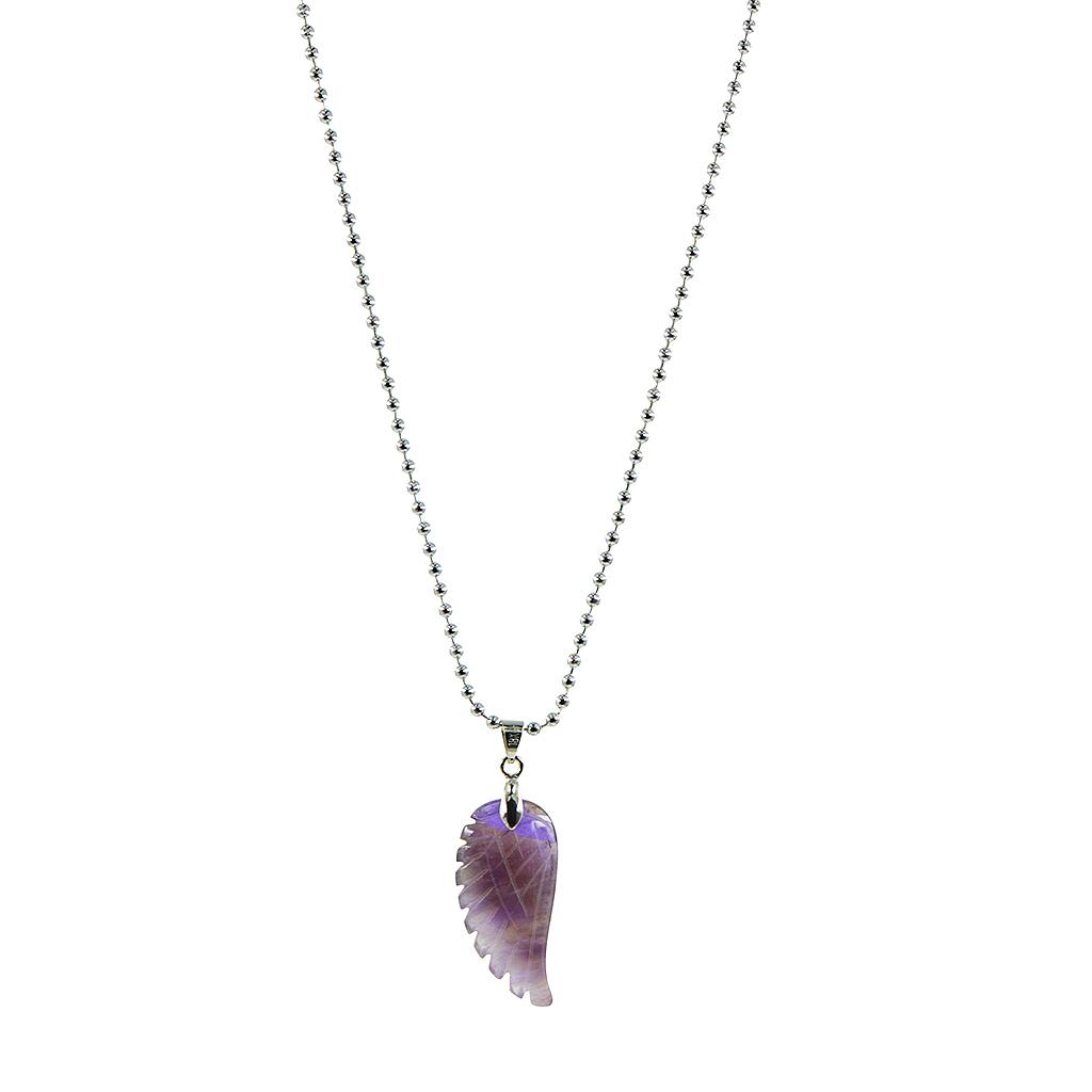 Natural Gemstones Stone He ng Chakra Reiki Angle Wings Pendant Chain Necklace