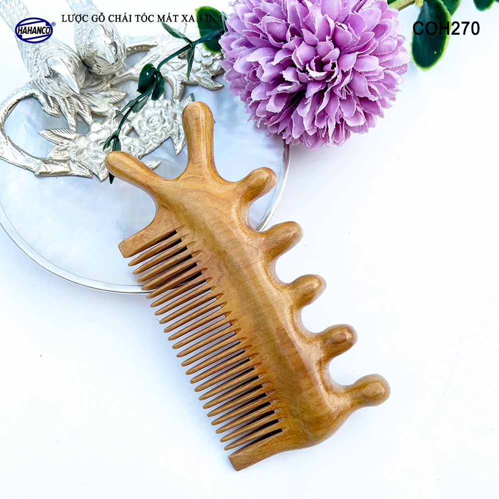 Lược Gỗ Thơm Massage Đa Năng HAHANCO Mát Xa Bấm Huyệt Chăm Sóc Toàn Thân - COH270