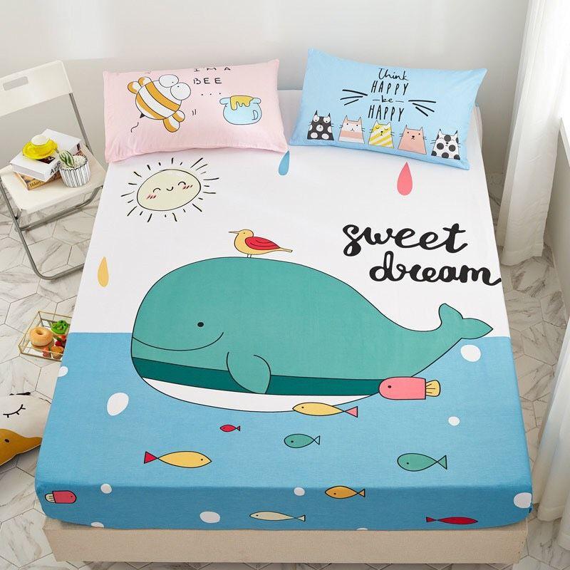 Bộ ga và 2 vỏ gối cotton 3D nhập khẩu