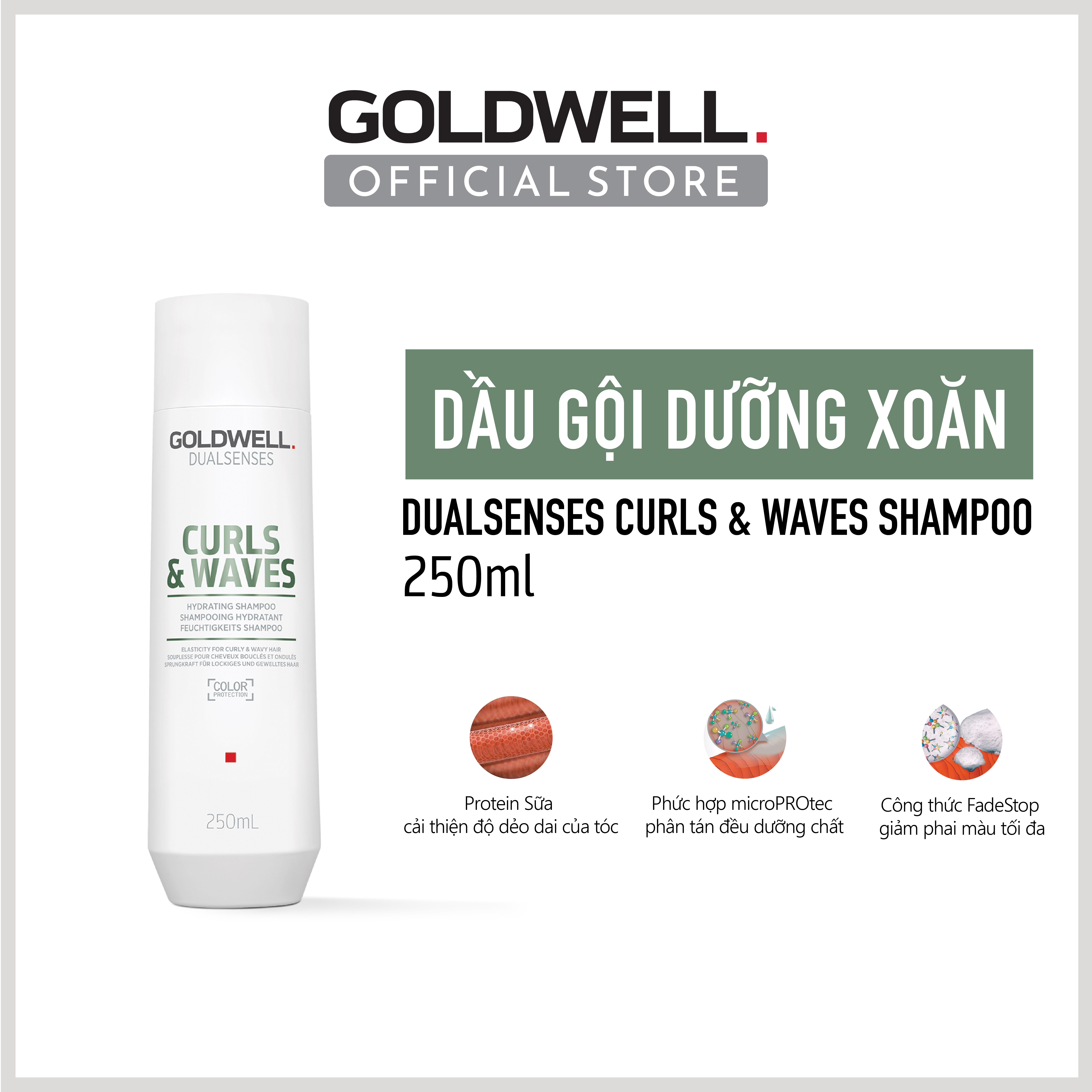 Dầu Gội Tóc Xoăn Goldwell Curls &amp; Waves – Cấp Ẩm Sâu, Dưỡng Mềm, Bồng Bềnh