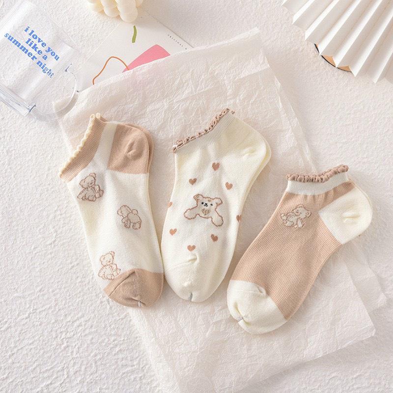 Tất cổ ngắn nữ, vớ nữ cổ bèo chất vải cotton co giãn bốn chiều thoáng khí