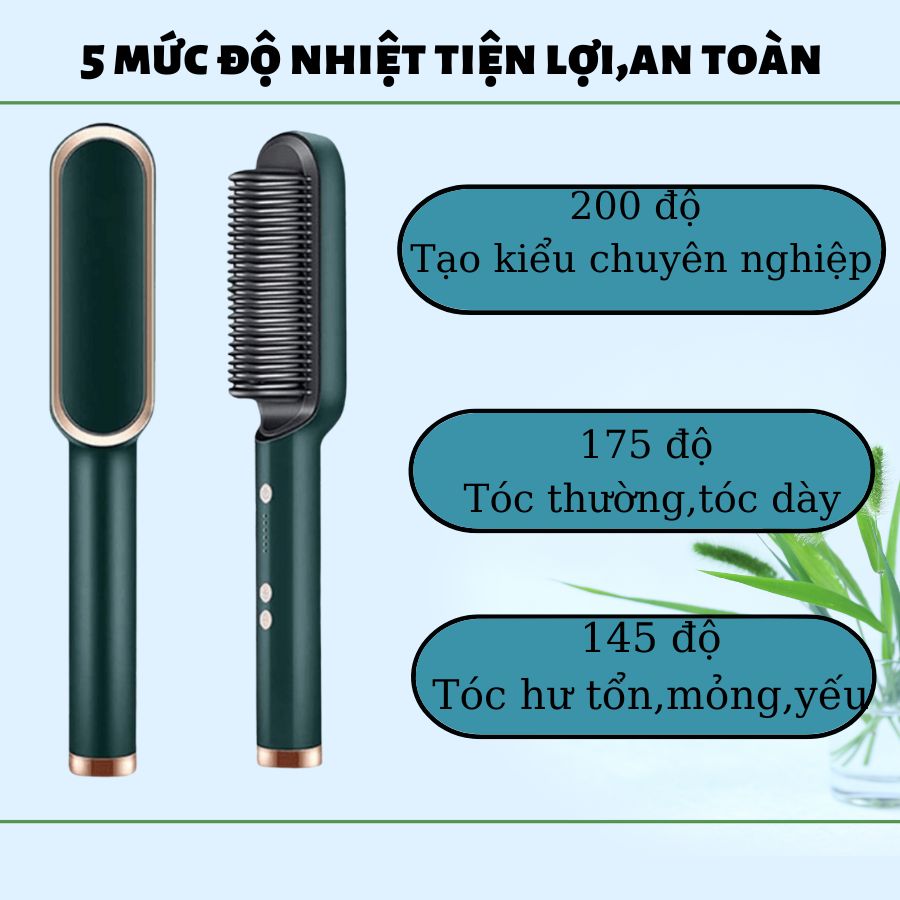 Lược Điện Chải Tóc 6 Mức Nhiệt Tạo Kiểu Chuyên Nghiệp Đa Năng Uốn Thẳng Uốn Cong Tóc Không Gây Khô Tóc