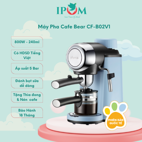 Máy Pha Cà Phê Bear Tự Động Pha Cafe, Pha Espresso Phong Cách Ý CF-B02V1 - Hàng Chính Hãng Bảo Hành 18 Tháng