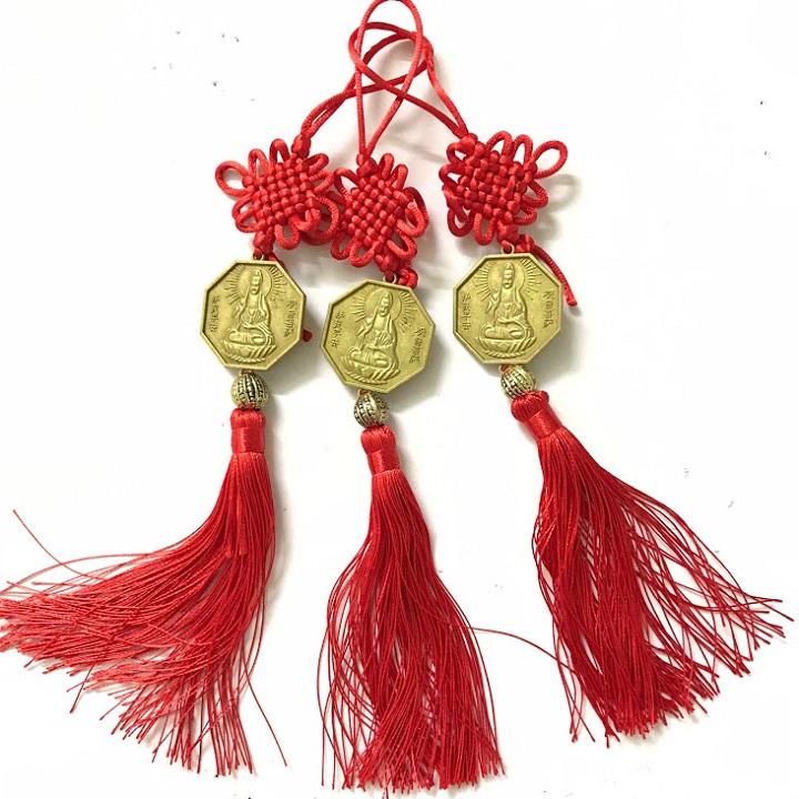 Dây treo phong thủy hình Bát Quái và Quan Âm Bồ Tát, dùng cầu may mắn, bình an, treo trong nhà, trên xe, bỏ túi mang theo - SP005023