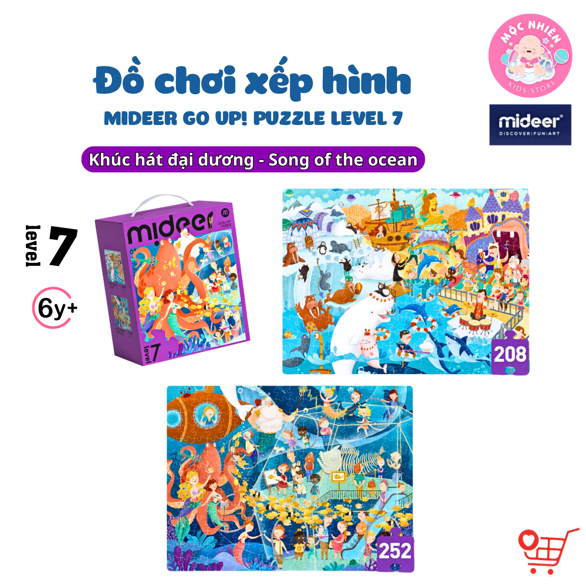 Đồ chơi xếp hình puzzle Mideer - Level 7 (02 tranh 208 và 252 mảnh ghép) - Dành cho bé từ 6 tuổi