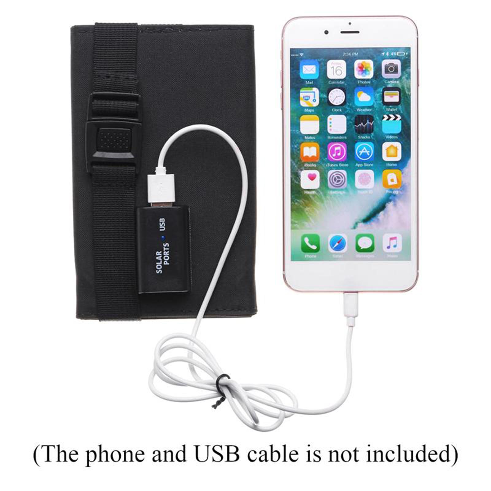 2023 Bộ pin mặt trời có thể gập lại 20W mới 5V USB Sunpower Pin mặt trời Gói ngân hàng Tấm năng lượng mặt trời chống nước cho đi bộ đường dài cắm trại ngoài trời Màu sắc: 5v 20w Đen
