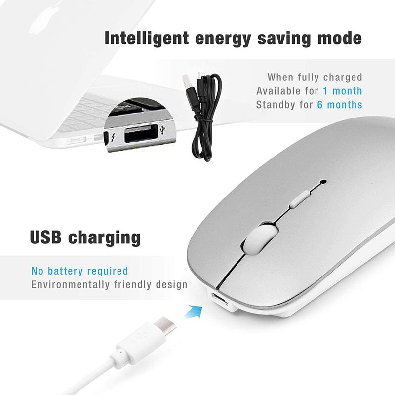 2.4Ghz + Bluetooth Hai Chế Độ Không Dây Chuột 800/1200/1600 DPI Sạc Thiết Quang Di Động Chuột Máy Tính PC Miếng Lót