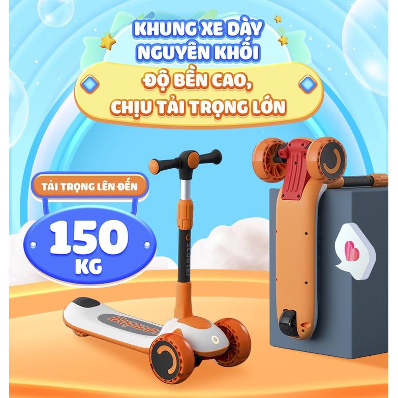 Xe trượt scooter 808 màu xanh cho bé bánh to phát sáng chịu lực 150kg