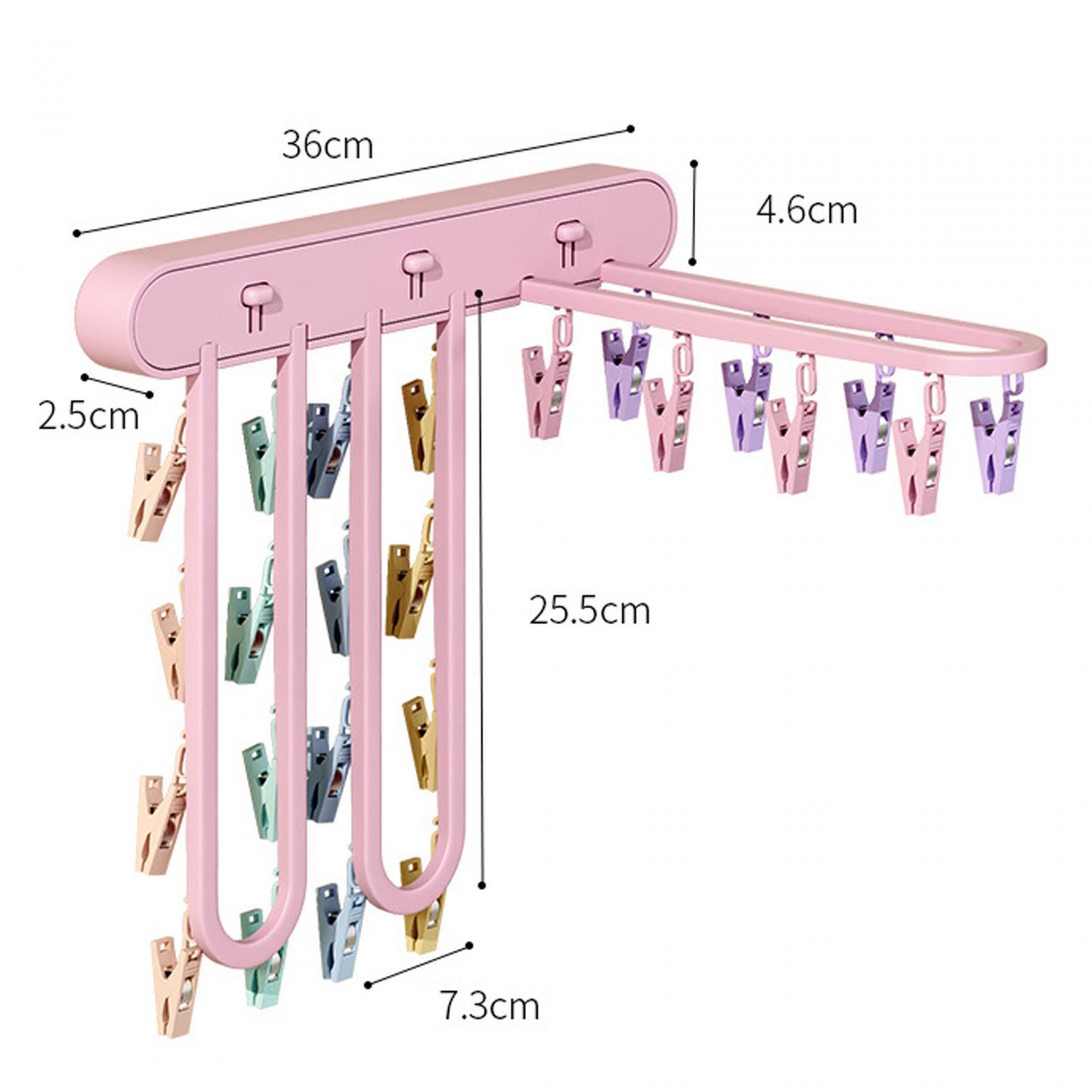 Socks Hanger Clothing Hanger Support Hanger Laundry Clip Stable Organization with 24 Clips Underwear Hanging for Outdoor Skirt Indoor Pants