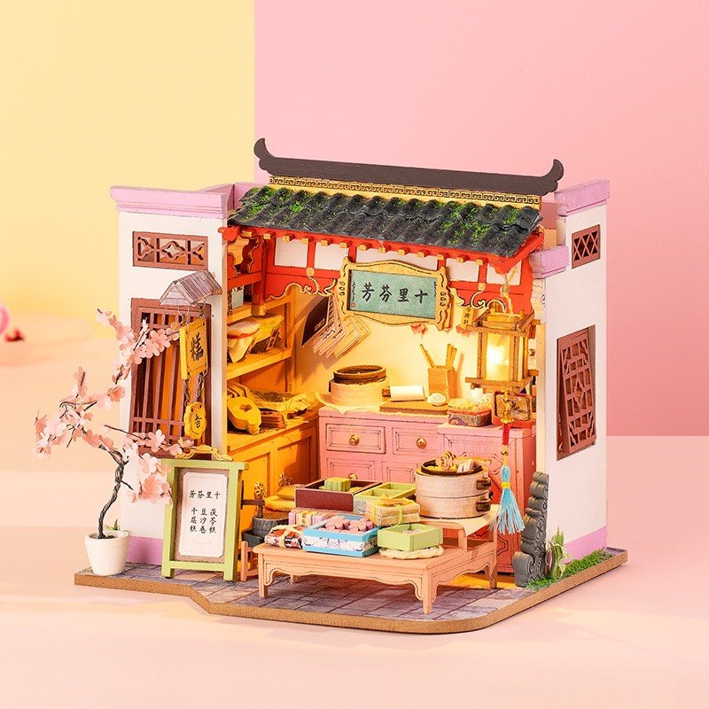 Mô hình nhà búp bê lắp ráp bằng gỗ TIỆM BÁNH - Quà tặng sinh nhật tự làm bằng gỗ