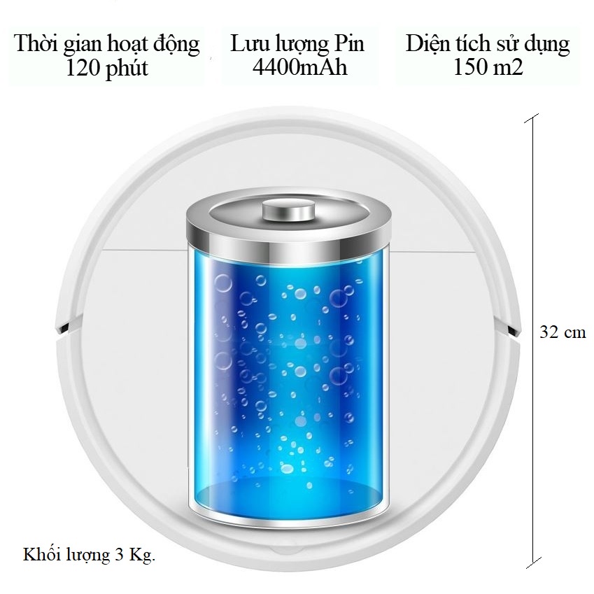 Robot hut bụi lau nhà D2, rô bốt hút bụi, Máy hút bụi gia đình Không Dây loại tốt Công suất cực mạnh pin khủng 4000mAH có hộp nước lau khô ướt, cảm biến chống rơi, chống va chạm