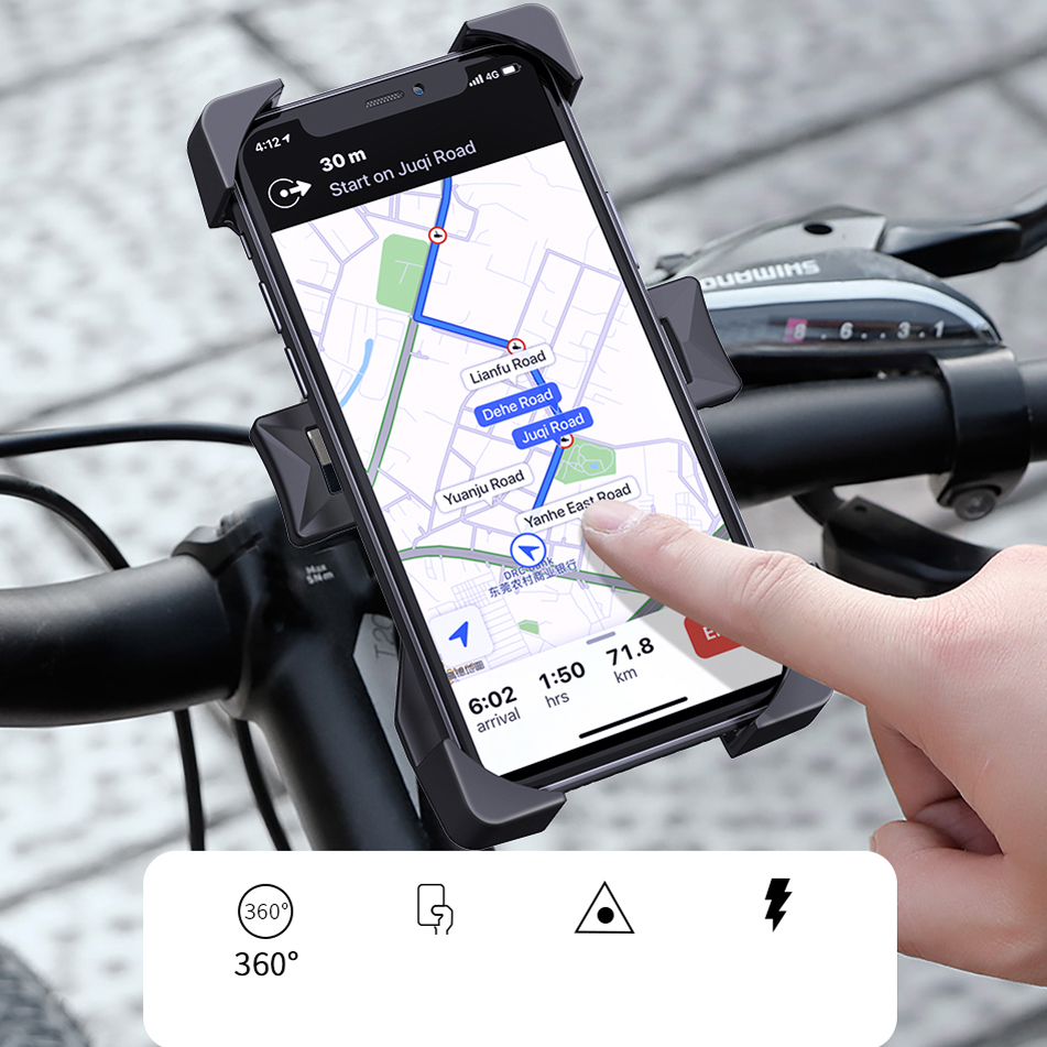 Giá đỡ đế giữ điện thoại hiệu Wiwu PL800 cho xe mô tô / xe đạp / xe máy chốt kẹp chắc chắn, phù hợp với nhiều dòng xe máy và xe đạp, xoay 360 độ - hàng nhập khẩu