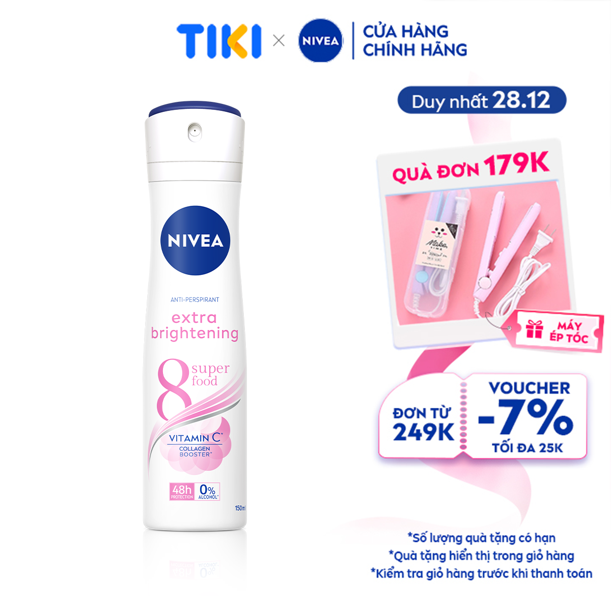 Xịt Khử Mùi Nữ Nivea Extra Whitening 150ml - 82967