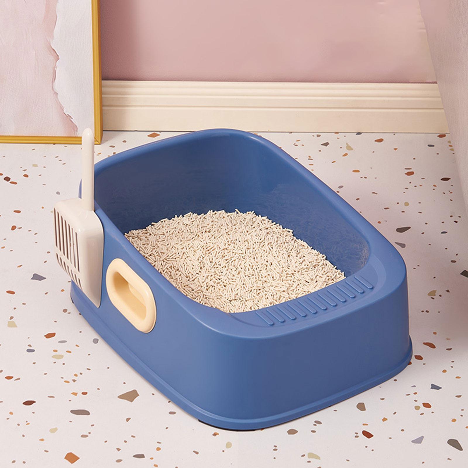 Cat Litter Tray Kitten Litter Pan Semi Closed Nonstick Large Litter Container Bedpan Open Top Pet Litter Box for Small Animals