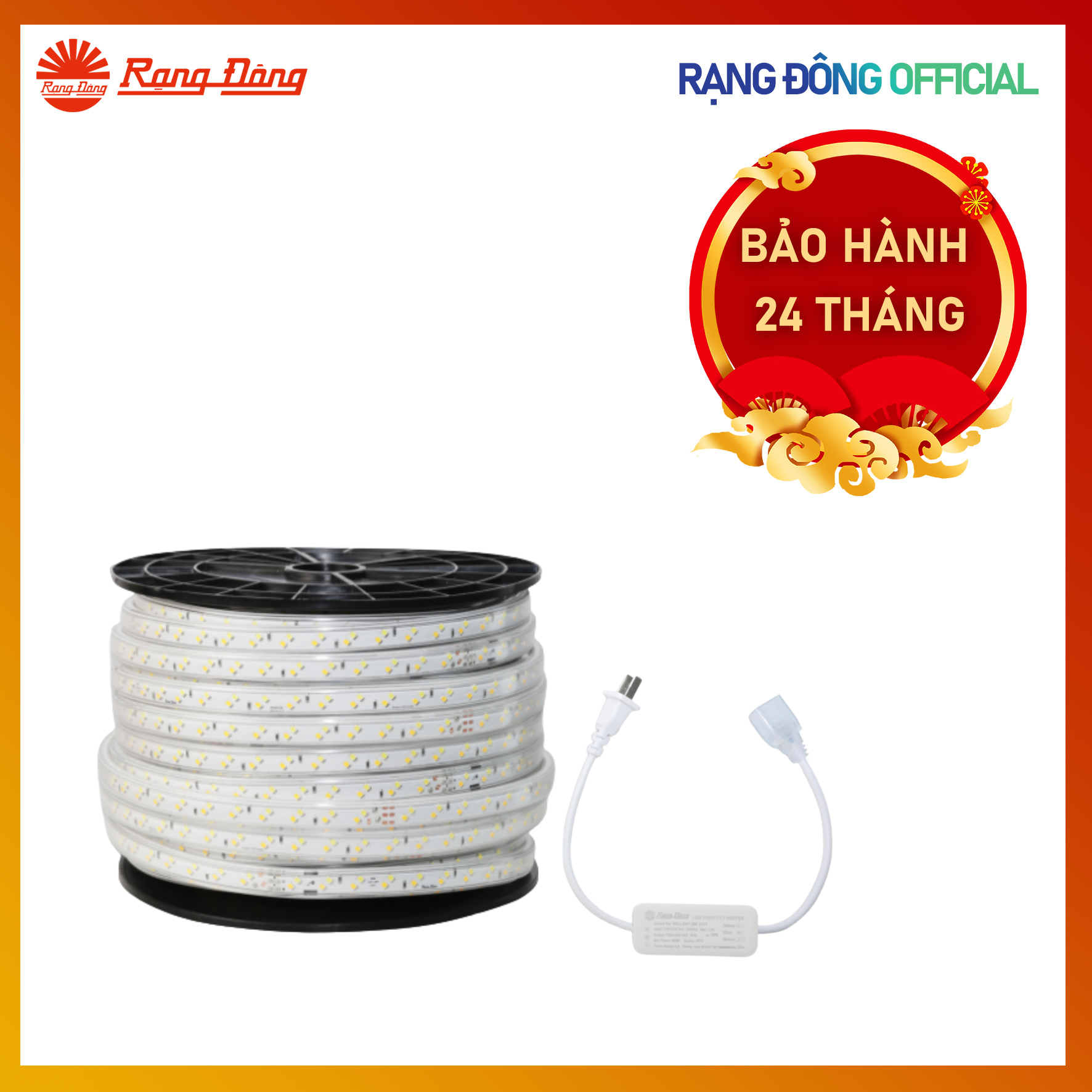 Đèn LED dây trang trí Rạng Đông Đổi 3 màu ánh sáng Công suất 9W Model: RD-LD01.9w CCT Chiều dài 10 Mét Kèm theo 1 bộ nguồn driver