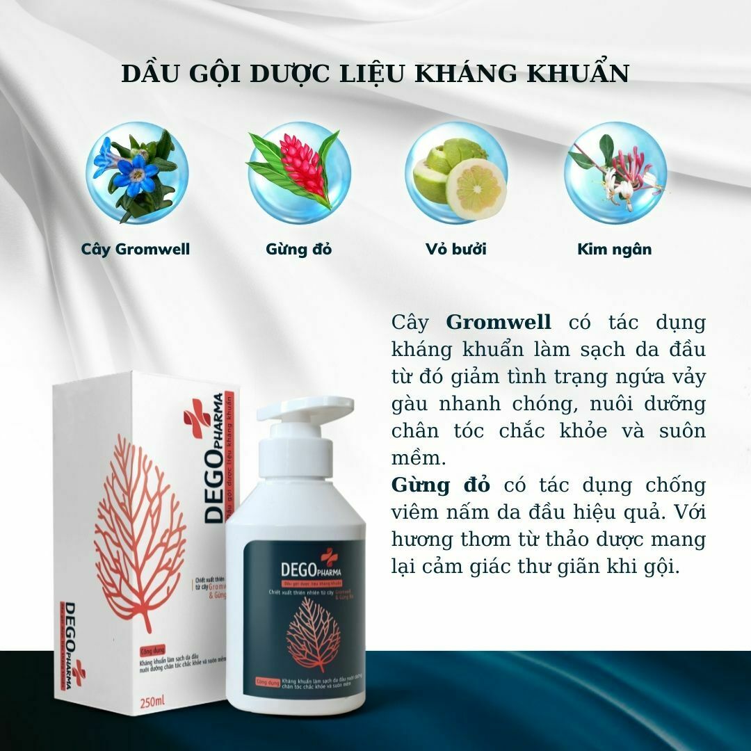 Dầu gội kháng khuẩn Dego Pharma 250ml ngăn ngừa rụng tóc, Tặng Mẫu Test Nước Hoa LUA