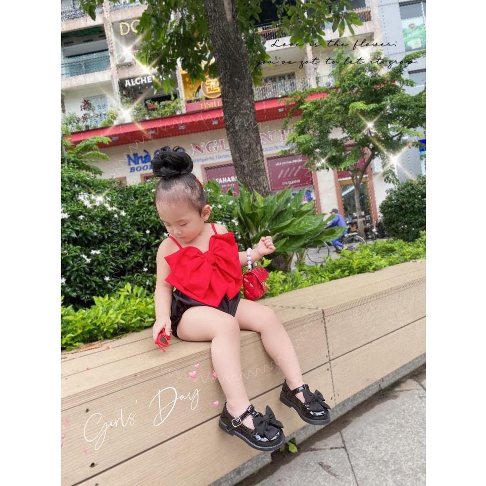 Set đồ bé gái,Bộ quần Áo Bé Gái Nơ ĐỎ kết hợp quần bí Chất liệu lụa , Hợp Thời trang 8-23kg Angel Baby SHOP