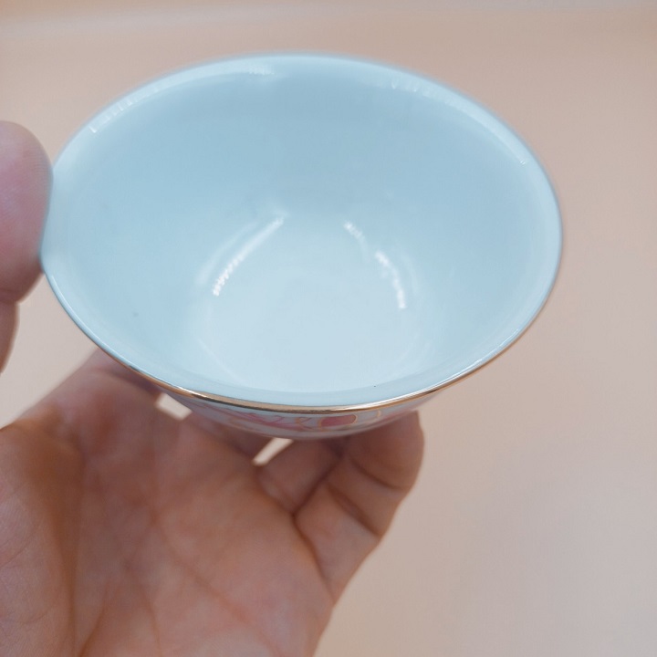 Chén Tương ,Bát Mắm hoa đỏ viền vàng sứ Long Phương Cao Cấp