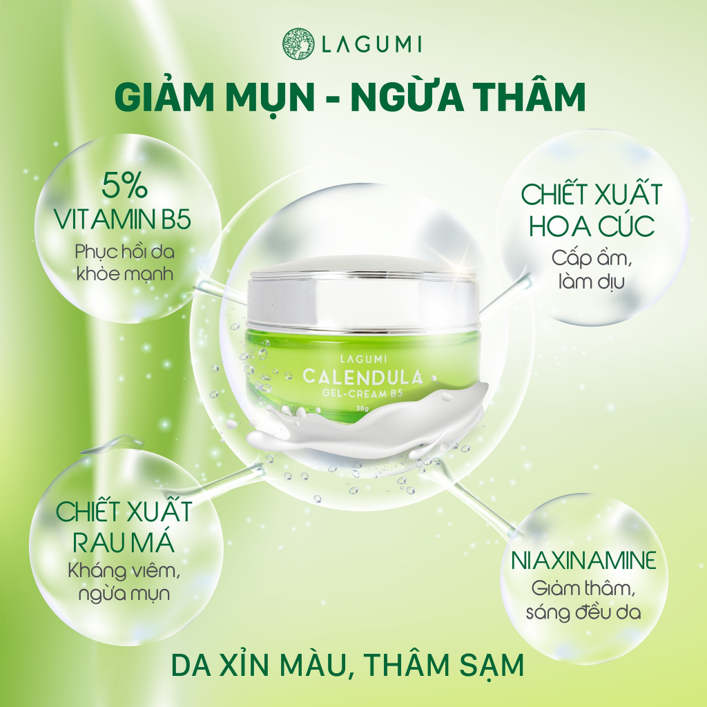 Bộ Sản Phẩm Dưỡng Da Kiềm Dầu Giảm Mụn, Giảm Thâm Lagumi Dành Cho Mẹ Bầu (Sữa rửa mặt50g, Serum 30g, Kem dưỡng 30g)