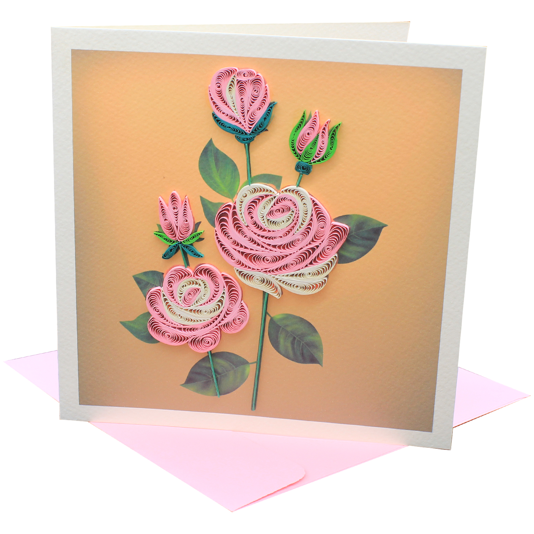 Thiệp Handmade - Thiệp Hoa hồng nghệ thuật giấy xoắn (Quilling Card) - Tặng Kèm Khung Giấy Để Bàn - Thiệp chúc mừng sinh nhật, kỷ niệm, tình yêu, cảm ơn...